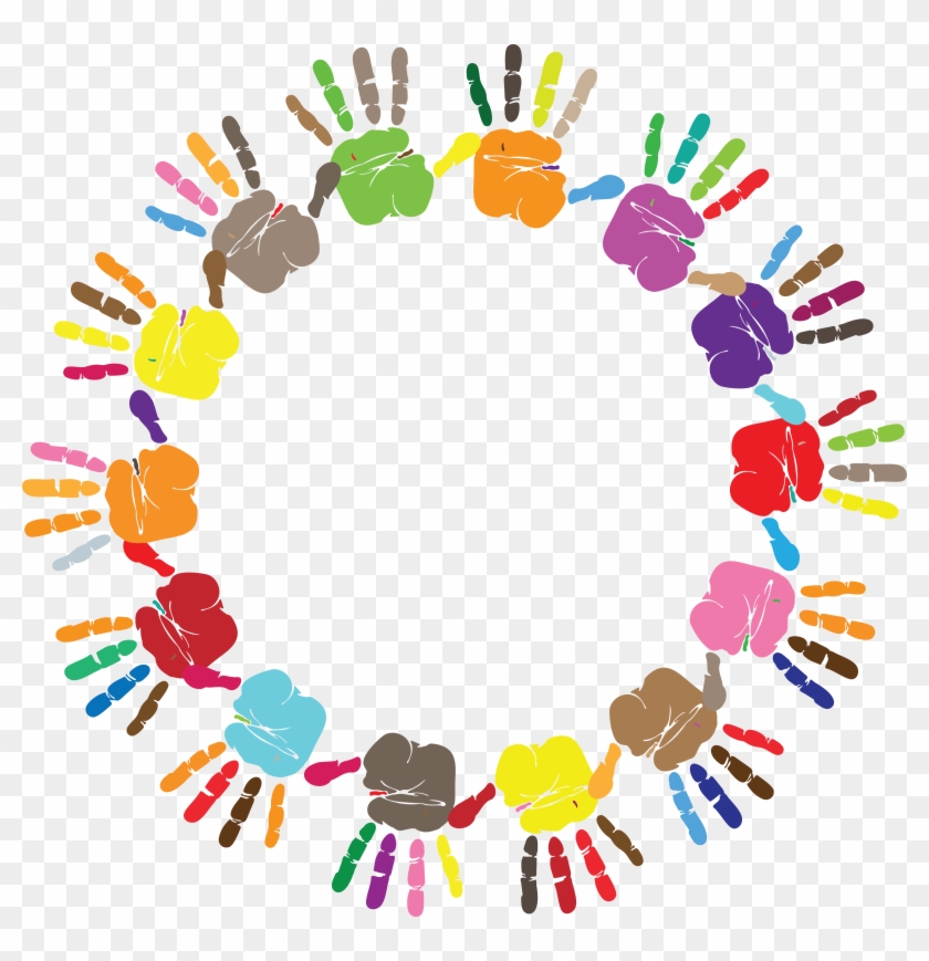 Free Clipart Of A Round Frame Of Handprints In Color - Circle Frame Colorful Png Transparent Png #14148