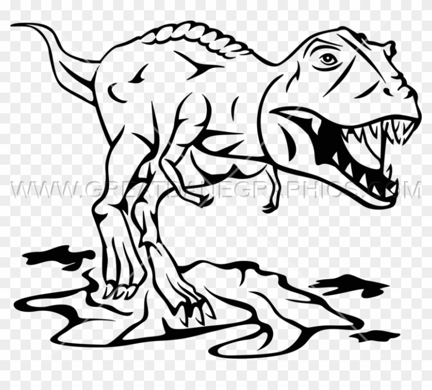 Drawn Tyrannosaurus Rex Black And White - Trex Black And White Clipart