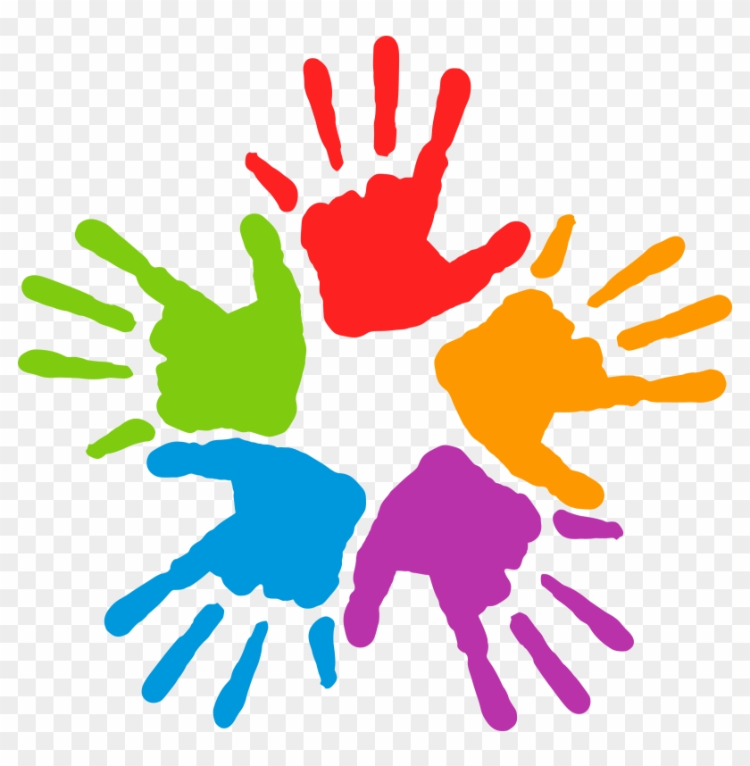 Handprint Transparent Vector - Colorful Hands Clipart - Png Download #14619