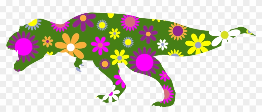 This Free Icons Png Design Of Retro Floral Tyrannosaurus Clipart
