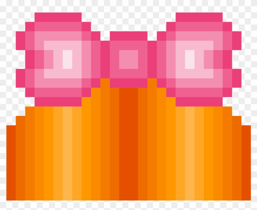 Pink Bow And Golden Hair - Minecraft Butterfly Pixel Art Clipart