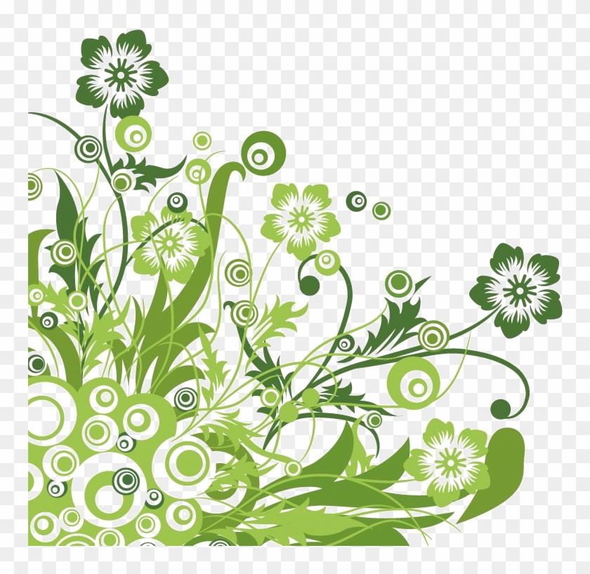 Green Floral Design Vector Graphic Copy Clipart