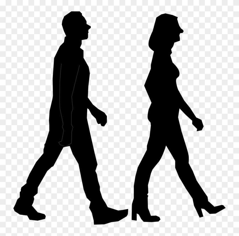 Human Silhouette Walking Png - Walking People Silhouette Png Clipart #16462