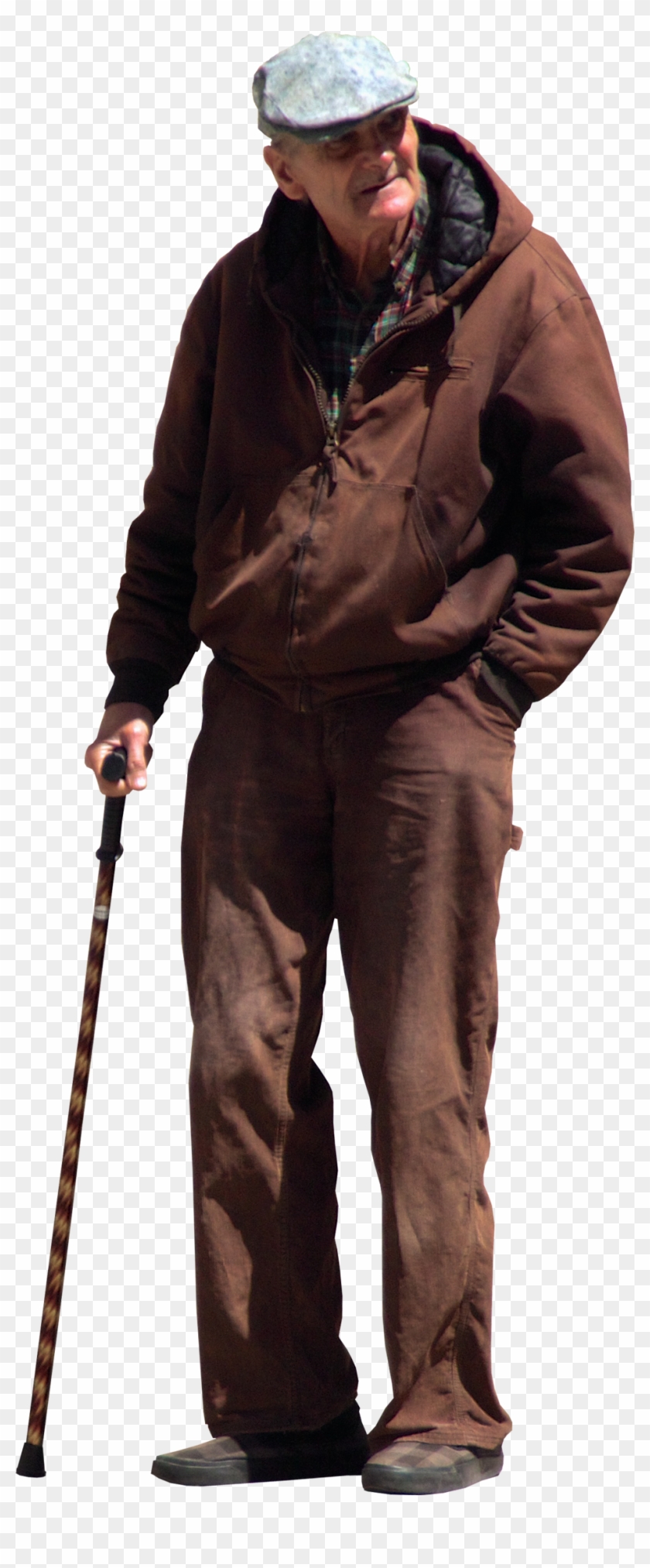 Old Man With Walking Stick And Flat Cap - Old Man Png Clipart #16686
