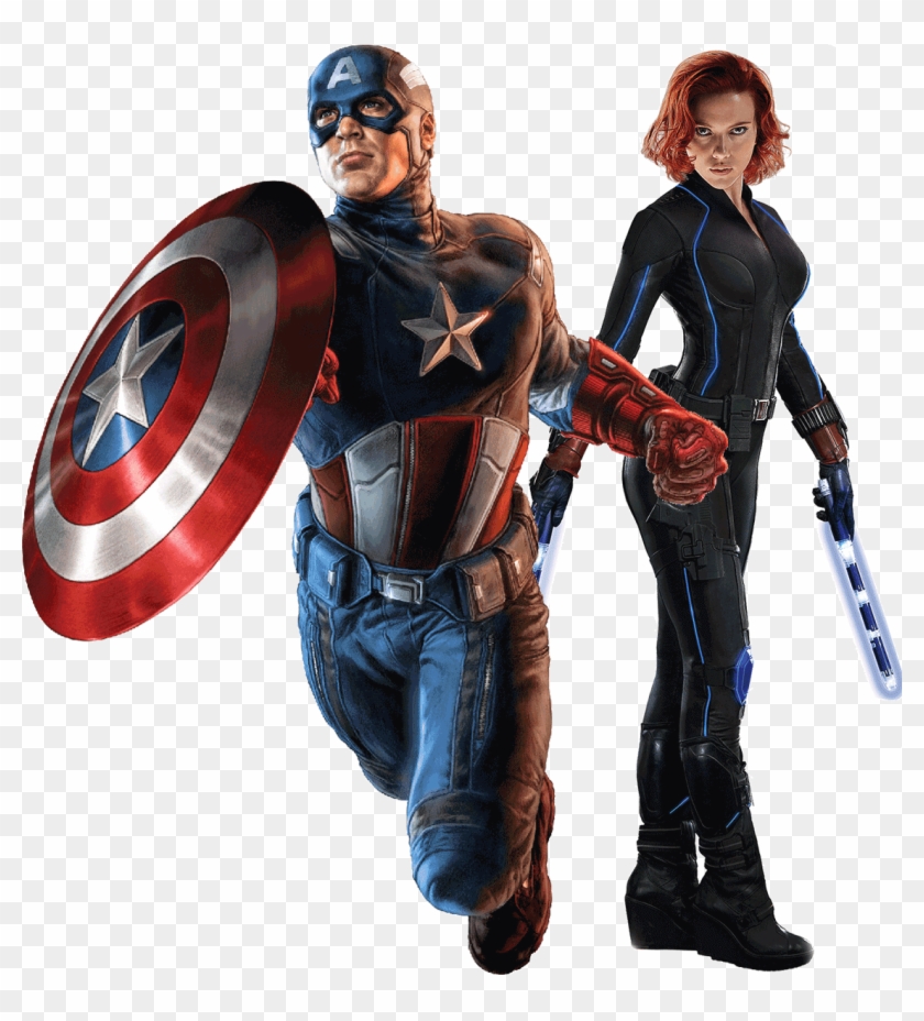 Captain America Black Widow Png - Captain America With Shield Comic Clipart #16983