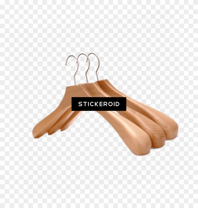 Set Of Wooden Clothes Hangers - Clothes Hanger Clipart