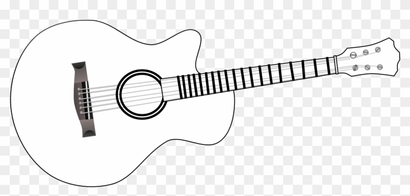 Guitar Black And White Acoustic Guitar Clipart Png - White Guitar Clipart Transparent Png #19519