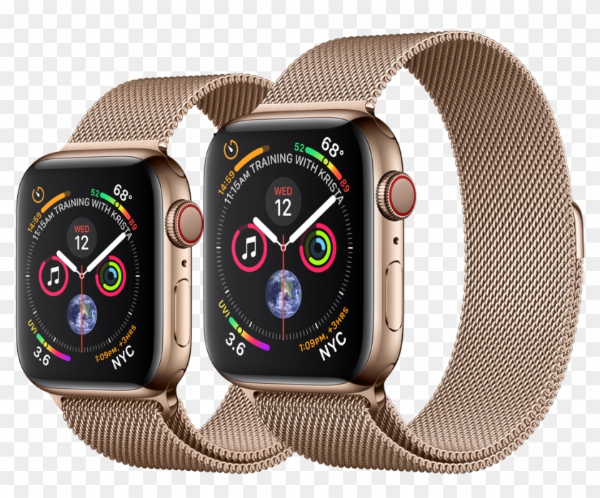 Stainless Gold Milanese S4 2up Gpscell Varend - Apple Watch Series 4 Stainless Steel Clipart #100251
