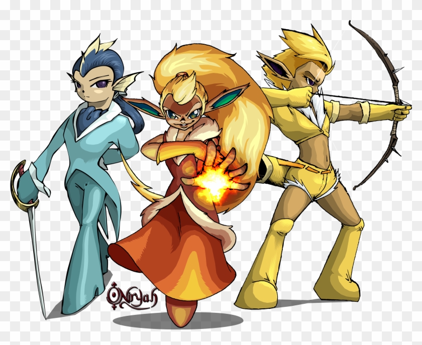 Artvaporeon, Jolteon - Cartoon Clipart