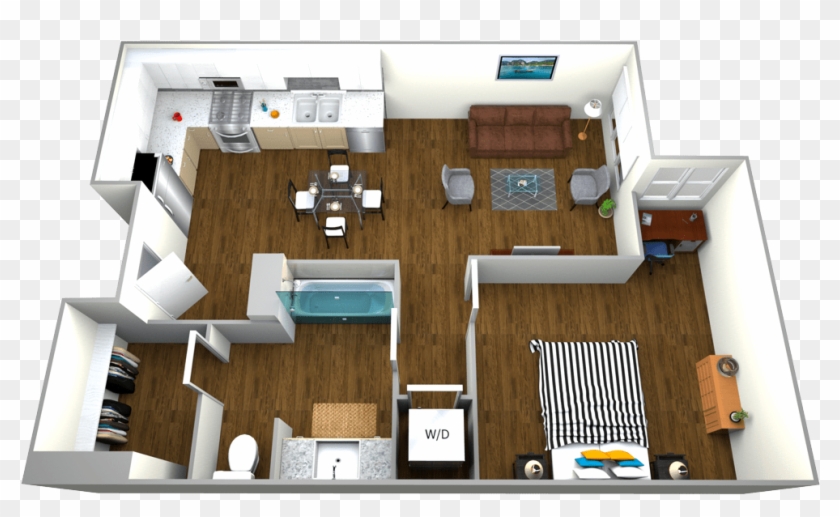 1 Bedroom 1 Bathroom Apartment For Rent At The Roy - Floor Plan Clipart #101702