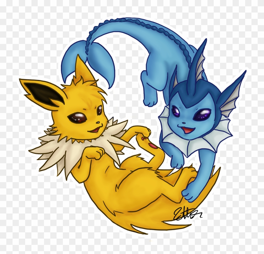 2mib, 800x800, Jolteon And Vaporeon By Katta2-d6vqjwb - Jolteon Y Vaporeon Clipart #101846