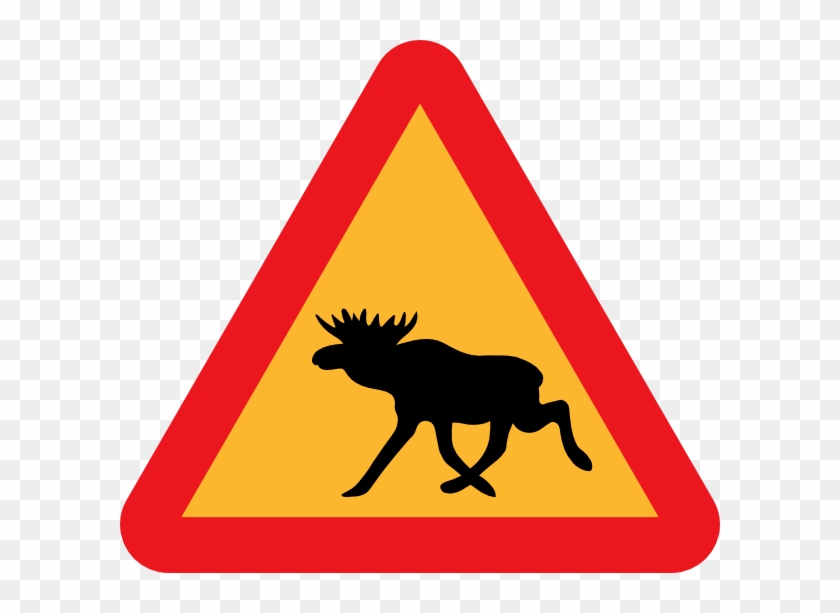 Warning Moose Roadsign Svg Clip Arts 600 X 533 Px - Png Download #102695