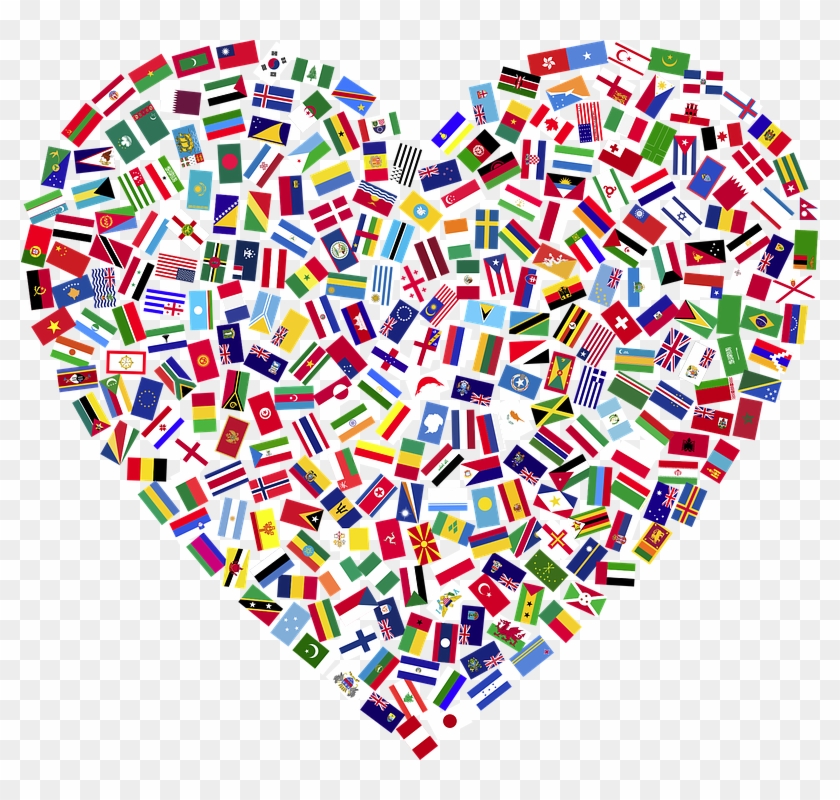 Heart, Flags, Countries, United, Unity, Togetherness - All Countries In A Heart Clipart