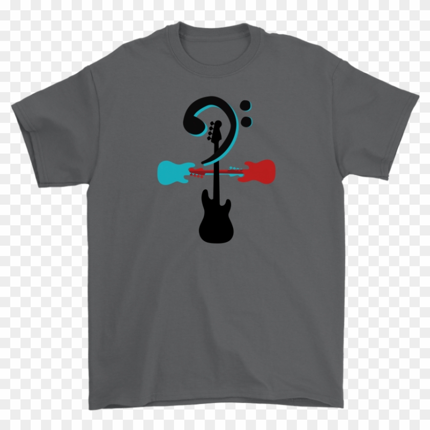 Men's Bass Player T-shirt With Custom Bass Clef And Clipart
