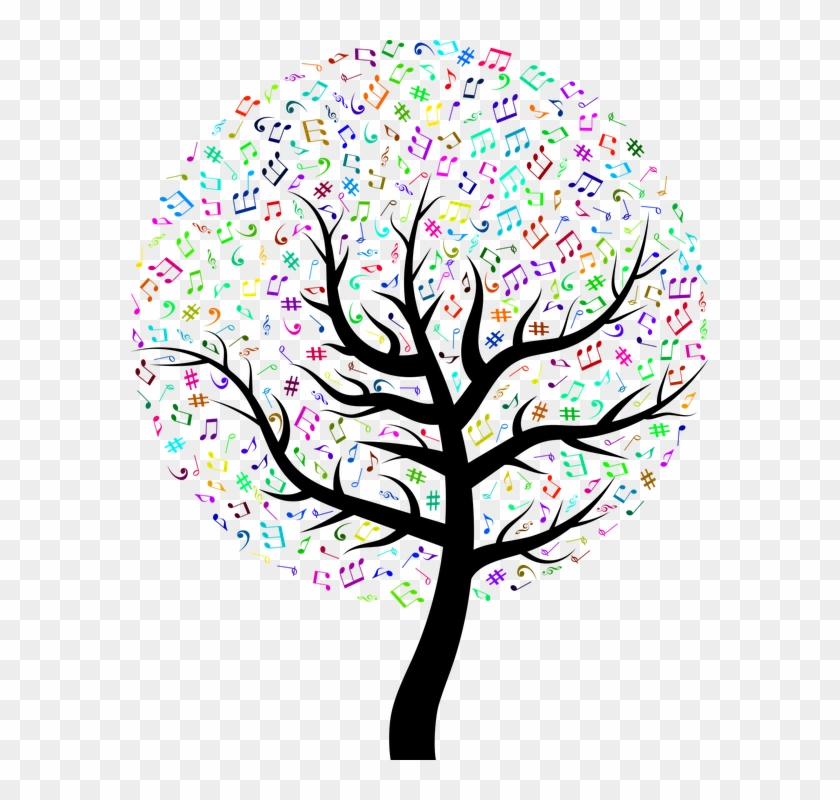 Music, Musical, Tree, Song, Sing, Notes, Clef, Bass - Tree Music Notes Png Clipart