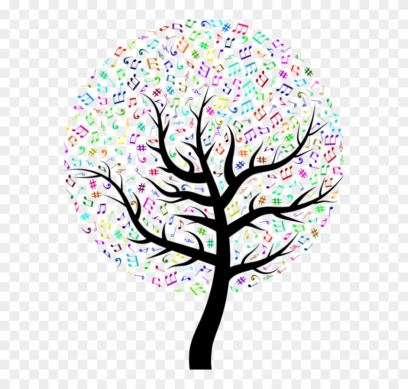 Music, Musical, Tree, Song, Sing, Notes, Clef, Bass - Tree Music Notes Png Clipart #107093