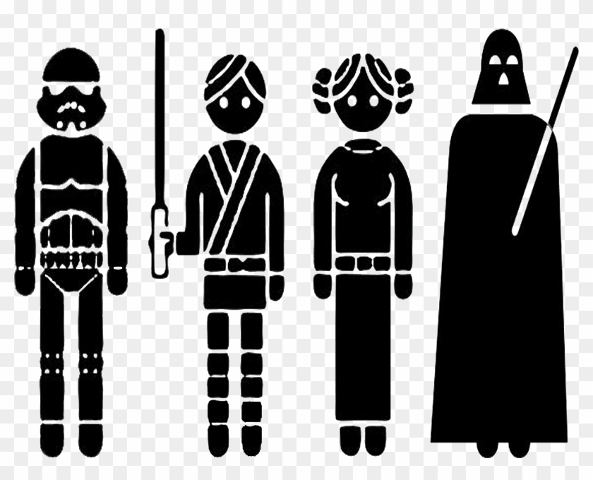Star Wars Characters Clipart Black And White - Outline Of Star Wars Characters - Png Download