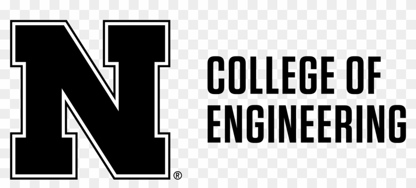 Black N To Left Of 2-line College Of Engineering Word - Nebraska Logo Black And White Clipart #107344