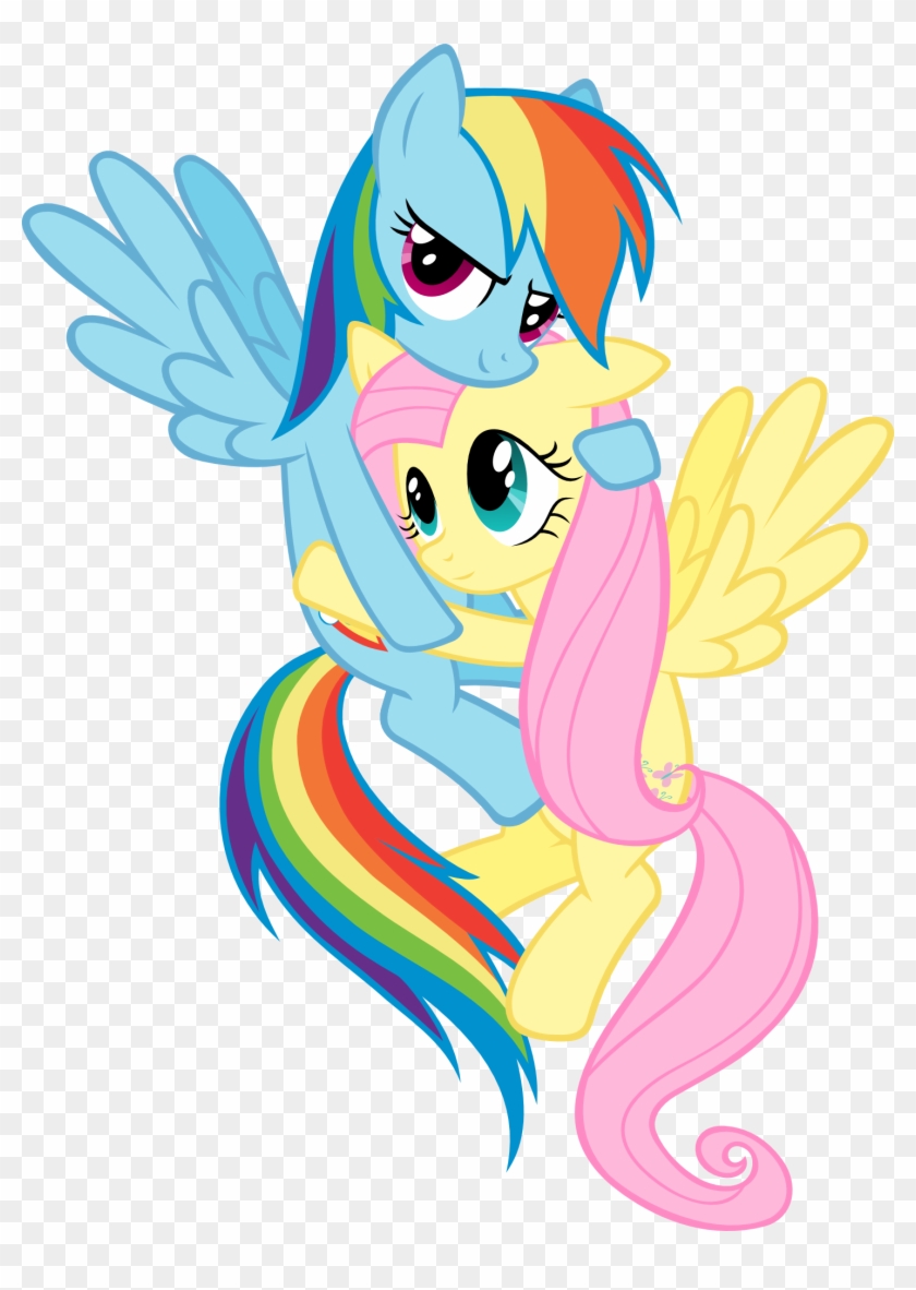 Rainbow Dash Fluttershy Rarity Twilight Sparkle Applejack - Rainbow Dash Hugging Fluttershy Clipart #108038