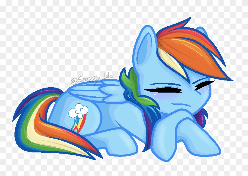 Realfluttertree, Eyes Closed, Rainbow Dash, Safe, Simple - Cartoon Clipart #108436