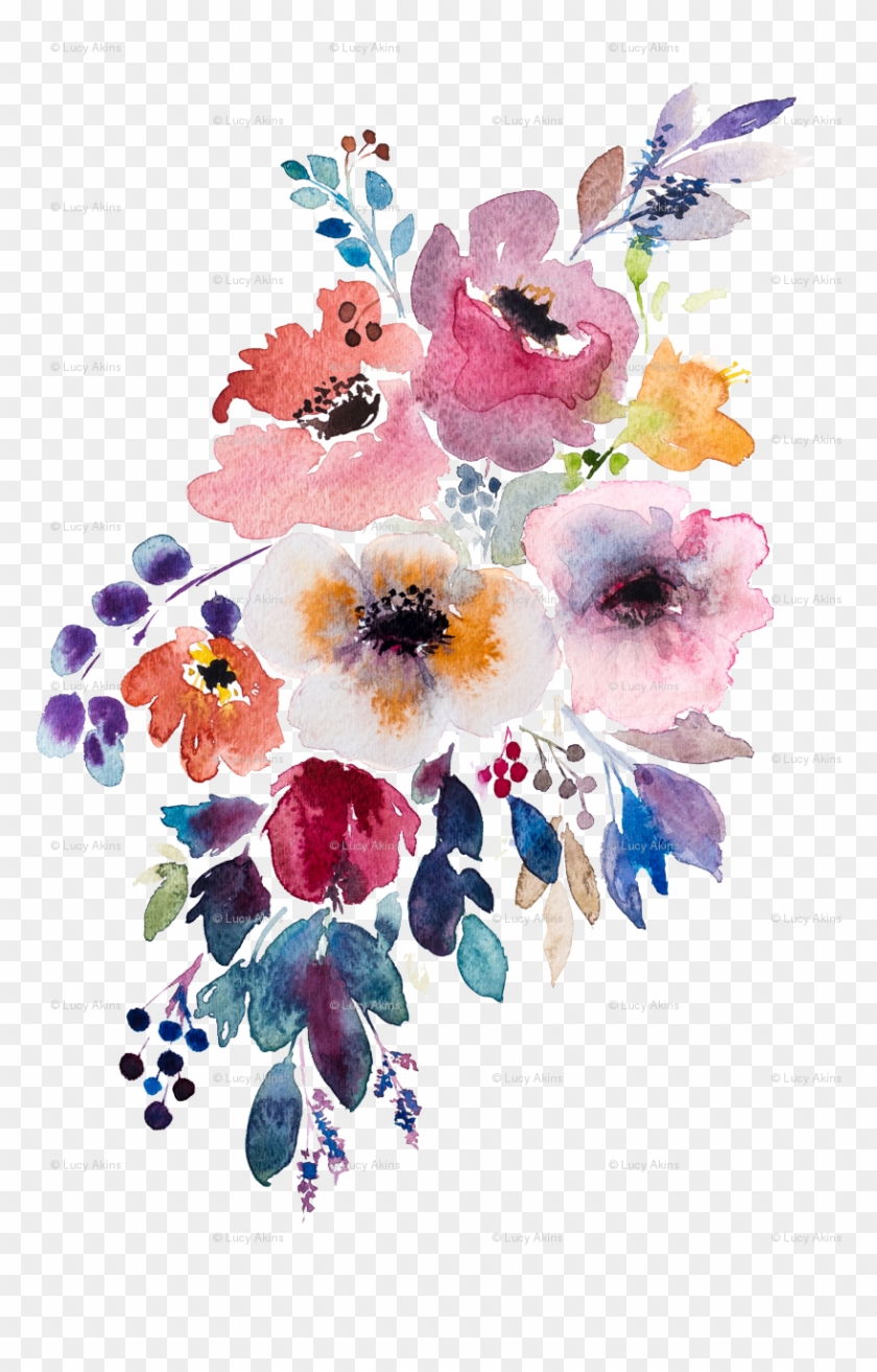 Cute Watercolor Ideas - Flowery Bouquet Png Watercolor Clipart #108928