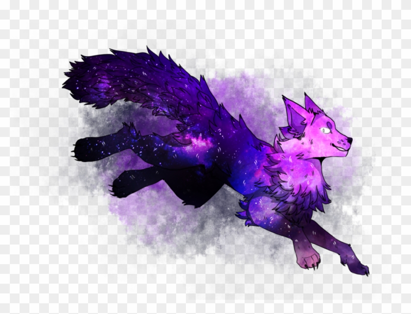 Drawn Galaxy Paint Splatter - Chibi Girl Wolf Galaxy Clipart #109156