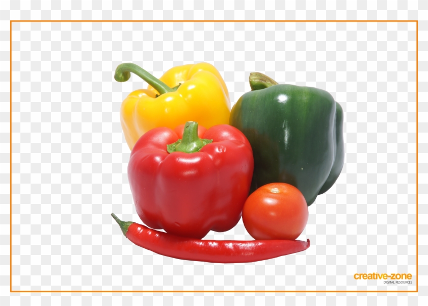 Pepper With Tomato And Peperoncino - Pepper Tomato Png Clipart
