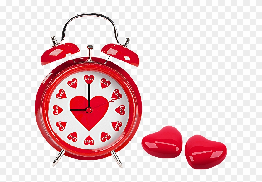 Red Hearts Love Clock Png Clipart - Love Clock Png Transparent Png #109429