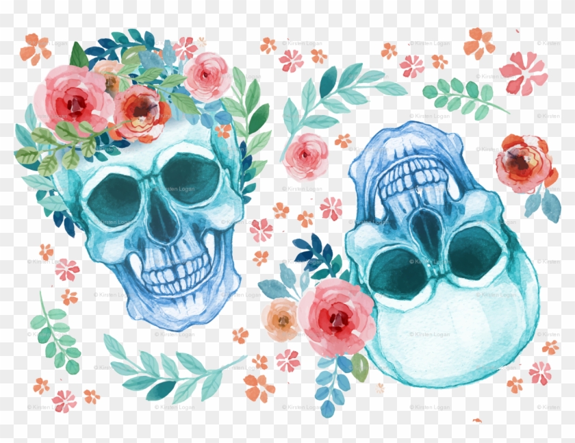 Sugar Skull Watercolor Clipart (#109496) - Pikpng
