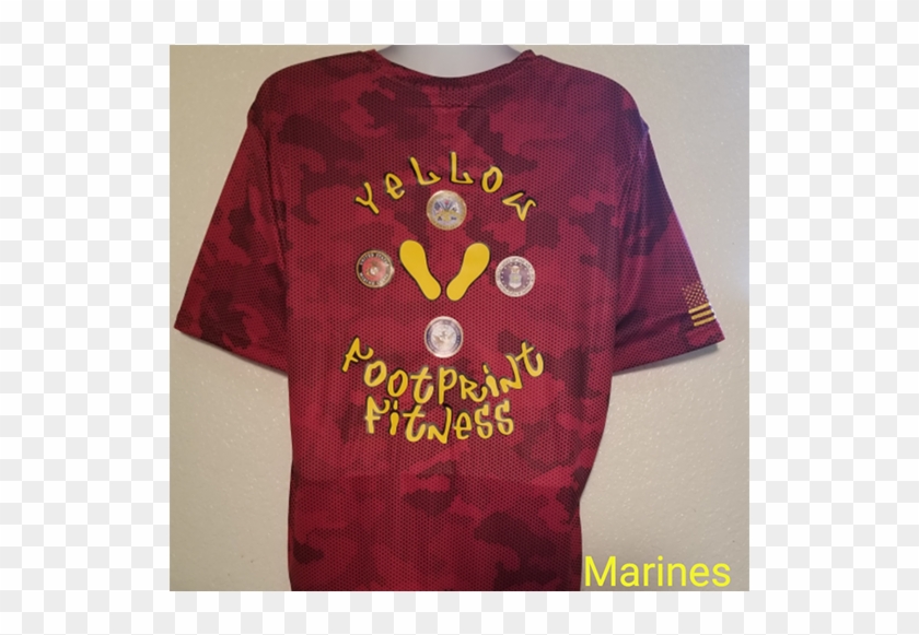 Yellow Footprint Fitness Marines Tshirt - Long-sleeved T-shirt Clipart #1000293