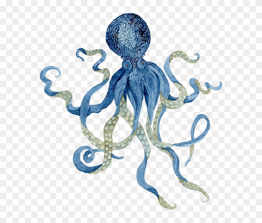 Bleed Area May Not Be Visible - Indigo Ocean Blue Octopus Clipart
