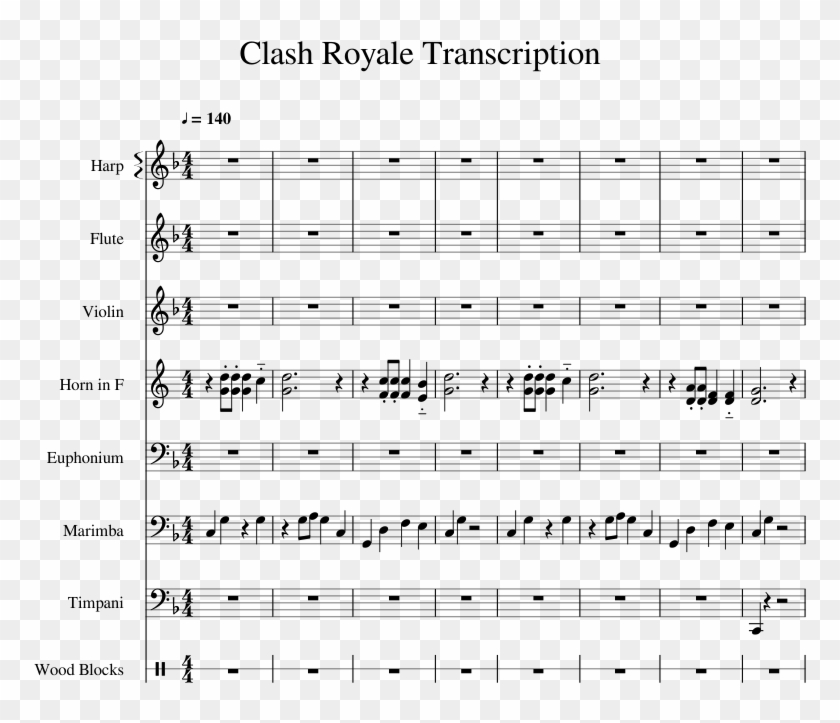 Clash Royale Transcription Sheet Music 1 Of 4 Pages - Sheet Music Clipart
