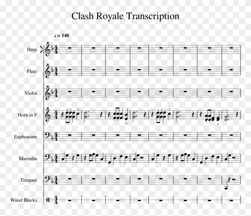 Clash Royale Transcription Sheet Music 1 Of 4 Pages - Sheet Music Clipart #1003339