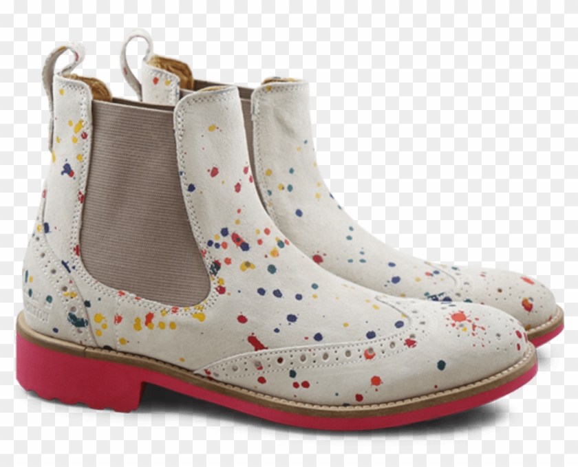 Ankle Boots Ella 5 Suede White Dots Multi - Chelsea Boot Clipart #1004972