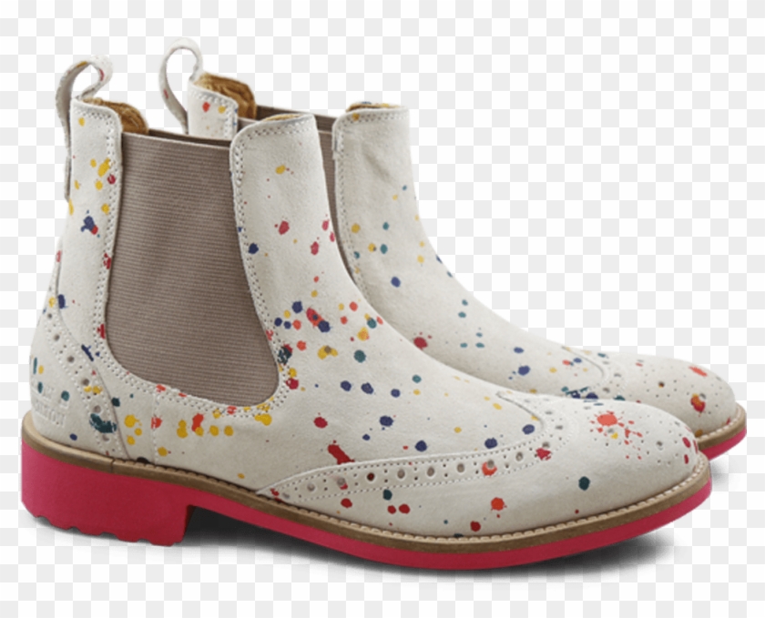 Ankle Boots Ella 5 Suede White Dots Multi - Chelsea Boot Clipart