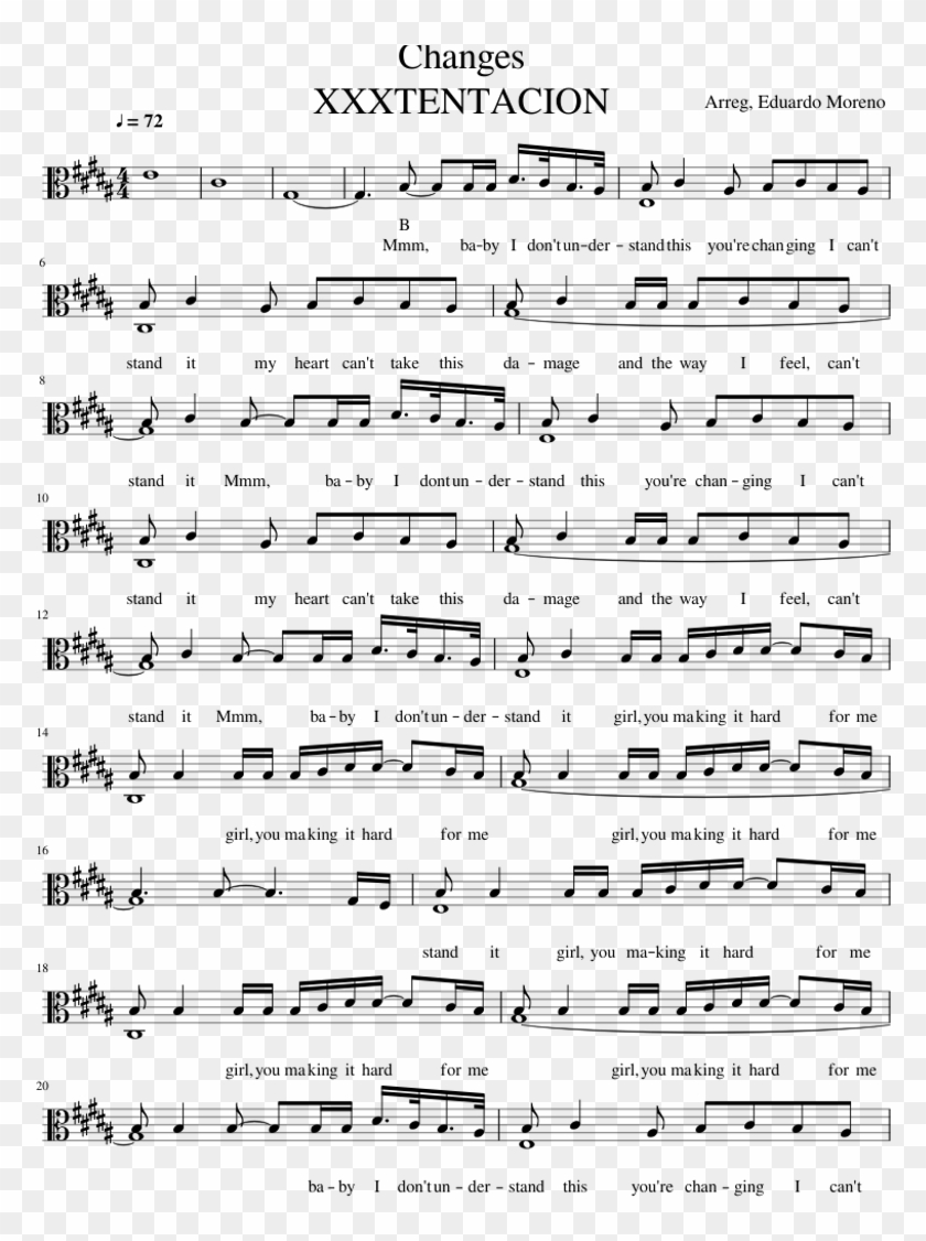 Changes - Xxxtentacion Viola - Sheet Music Clipart