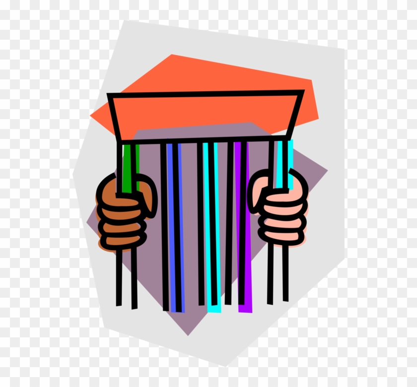 Vector Illustration Of Prison Cell With Incarcerated - Prison Cell Clipart #1006756