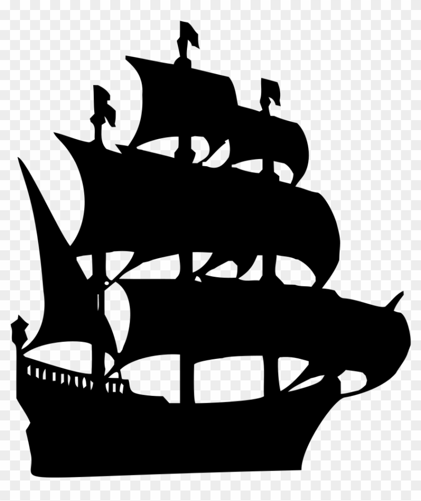 Sailing Ship Png - Pirate Ship Silhouette Clipart #1007443
