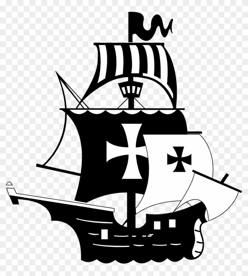 958 X 1023 24 - Pirate Ship Clipart Black And White - Png Download #1007621