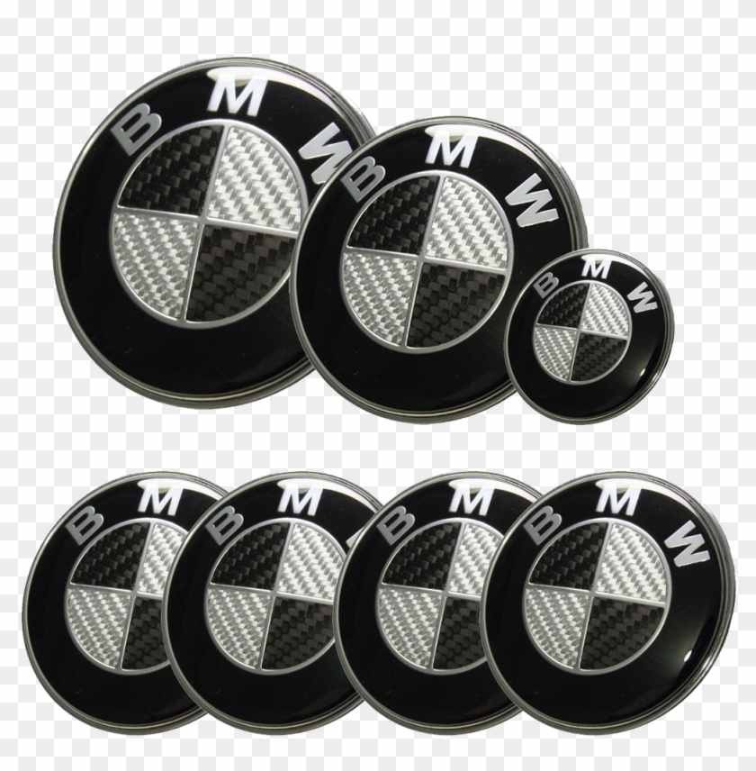 Afauto 7pcs Bmw Black Silver Carbon Fiber Style Emblem - Black Carbon Fiber Bmw Emblems Clipart #1007935