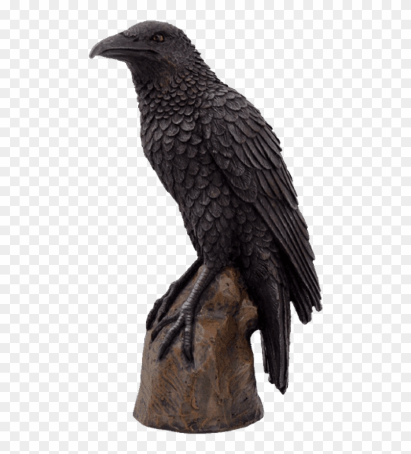 Free Png Download Black Raven Bird On Stump Statue - Raven Statue Clipart #1008219
