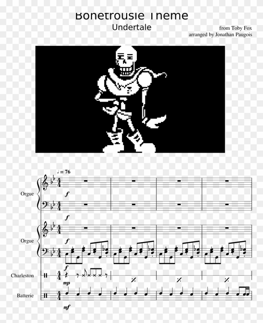 Bonetrousle Theme Sheet Music For Organ, Percussion - Illustration Clipart