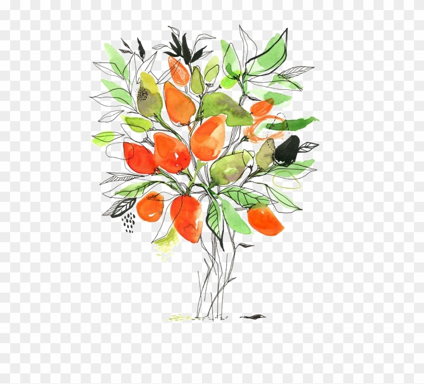 Mango Tree Png - Watercolor Painting Clipart