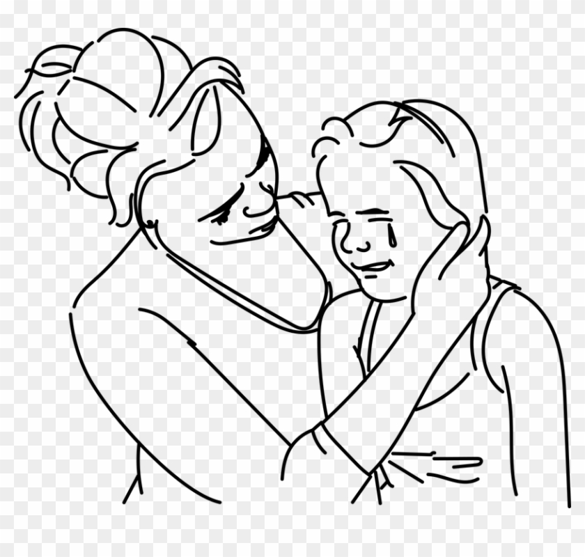Crying Tears Png - Mother And Daughter Crying Drawing Clipart #1014159