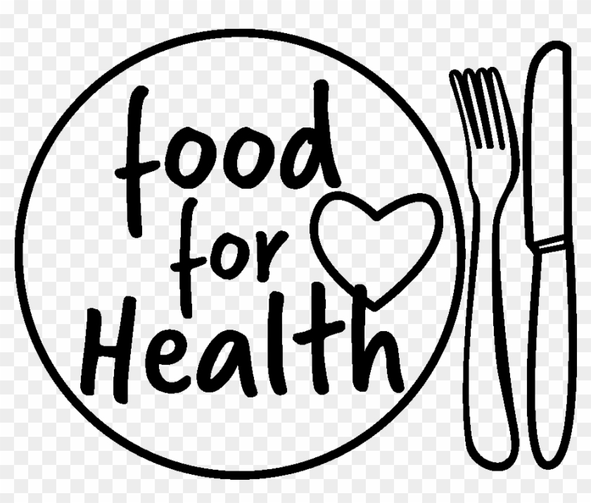 Illustration Of A Plate With The Words 'food For Health' - Line Art Clipart #1017528