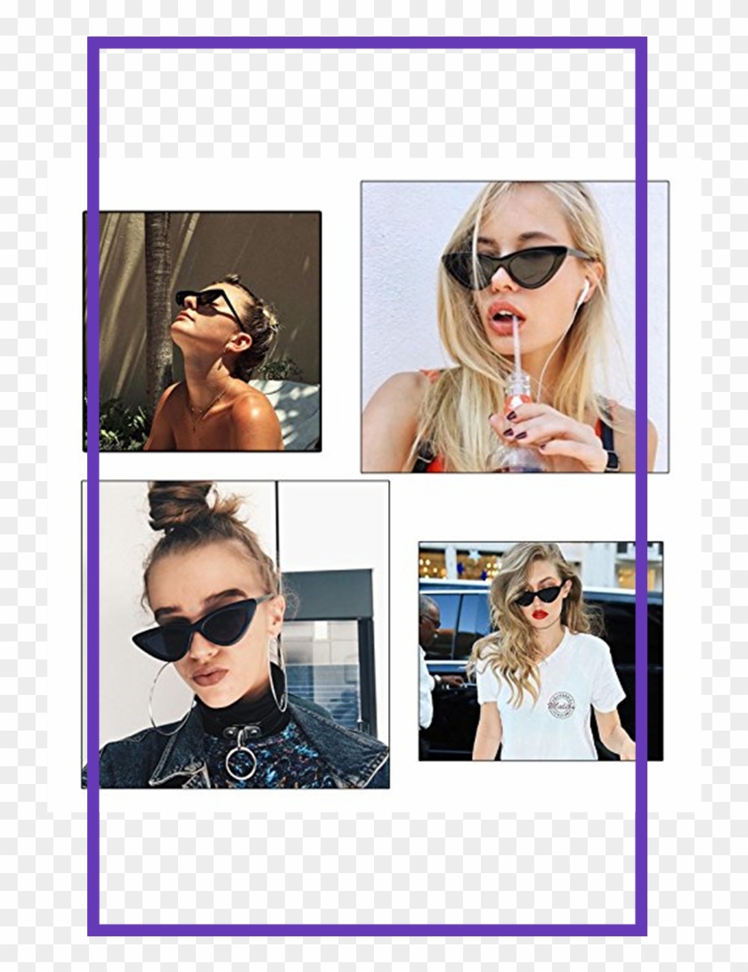 Livhã² Retro Vintage Narrow Cat Eye Sunglasses For - Girl Clipart