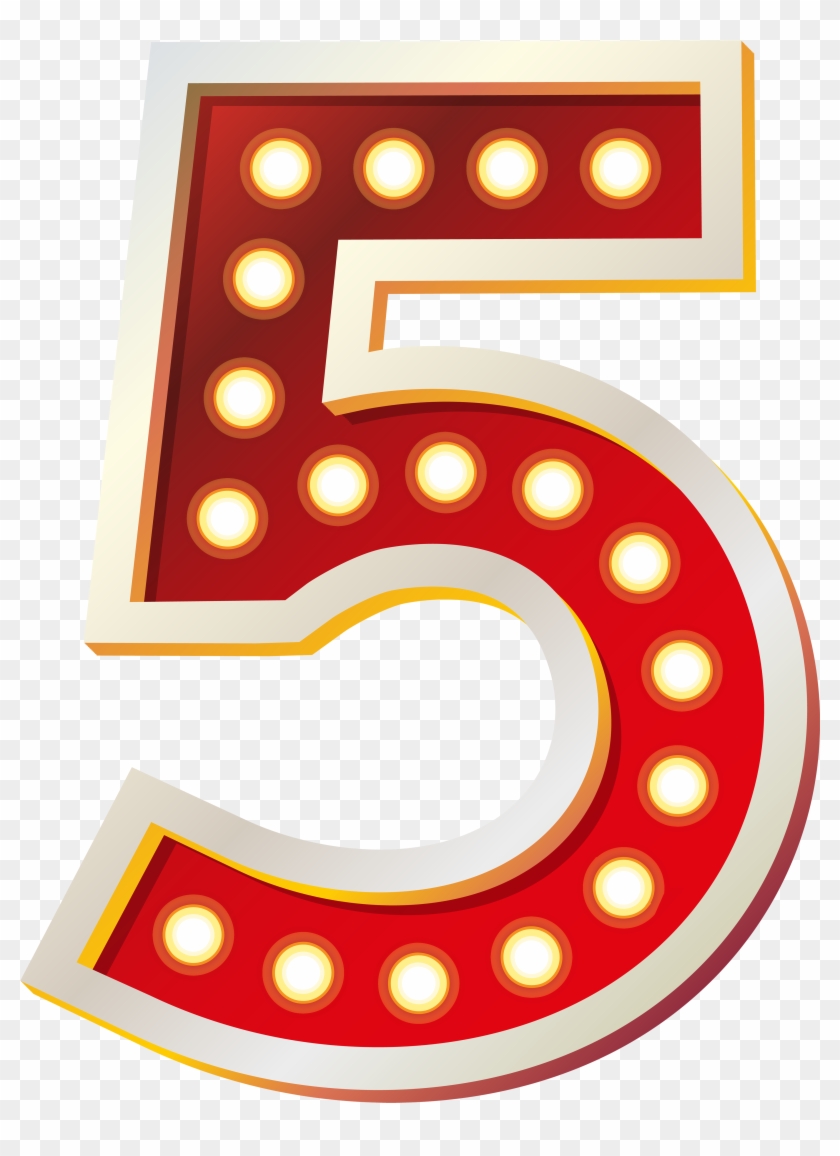 Red Number Five With Lights Png Clip Art Image - Number Five Png Birthday Transparent Png #1019687