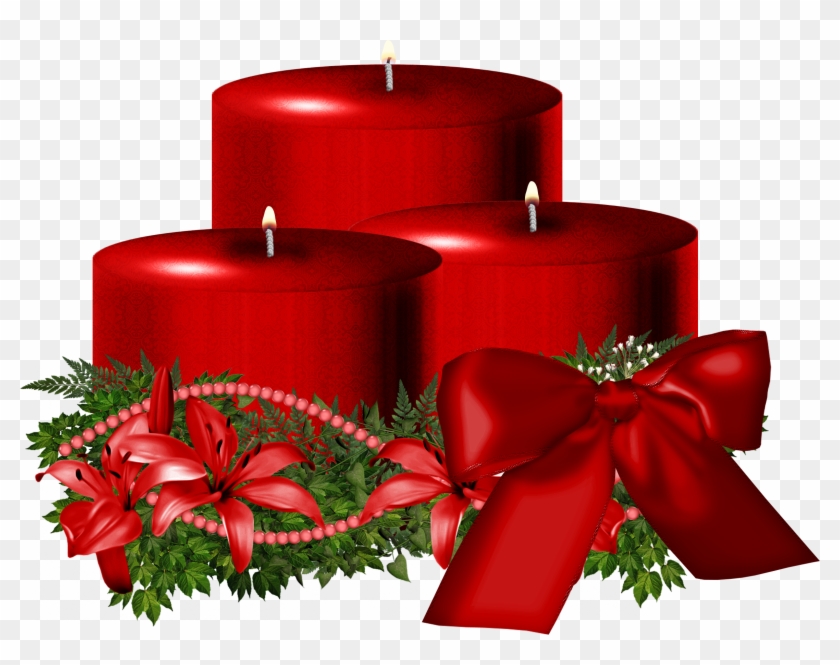 Red Christmas Candle - Christmas Candles Images Png Clipart #1021054
