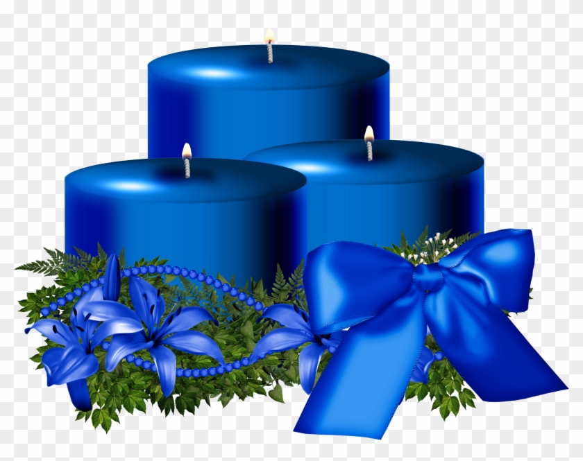 Candles Transparent Png Image - Blue Christmas Candle Png Clipart #1021121