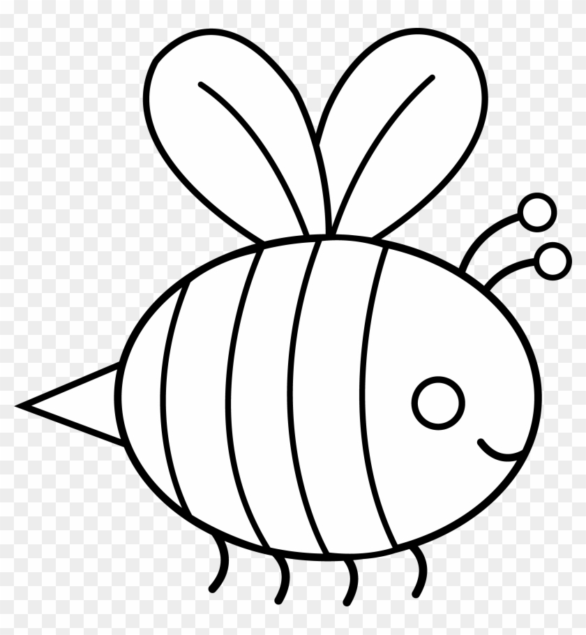 Cute Bumble Bee Line Art - Cartoon Bee Black And White Cute Clipart #1022220